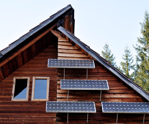 Solar panel on a wooden house